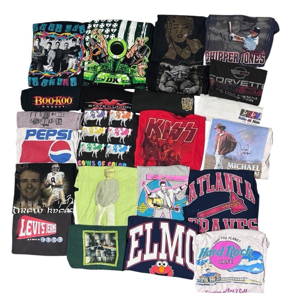23 T Shirt Bundle Lot Vintage Y2k 80’s 90s 00s Sports Band Film Various Sizes